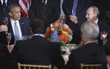 Obama y Putin brindaron tras sus discursos en la ONU