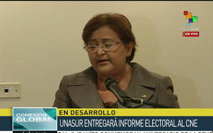 Unasur entrega al CNE informe de las elecciones del 6D