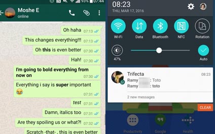 WhatsApp permite escribir en negrita o cursiva