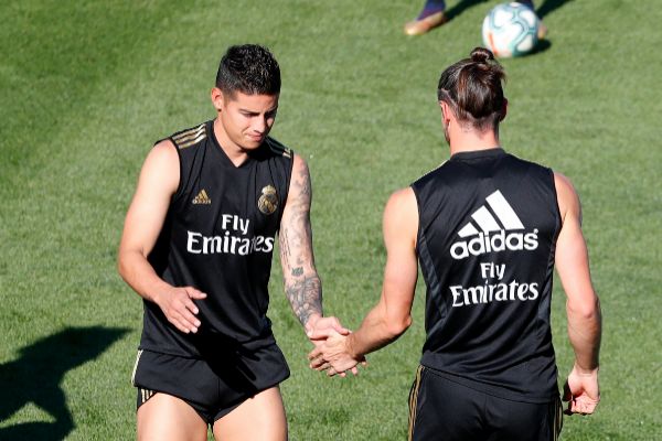 Bale y James entrenan con normalidad para el juego ante el Granada 