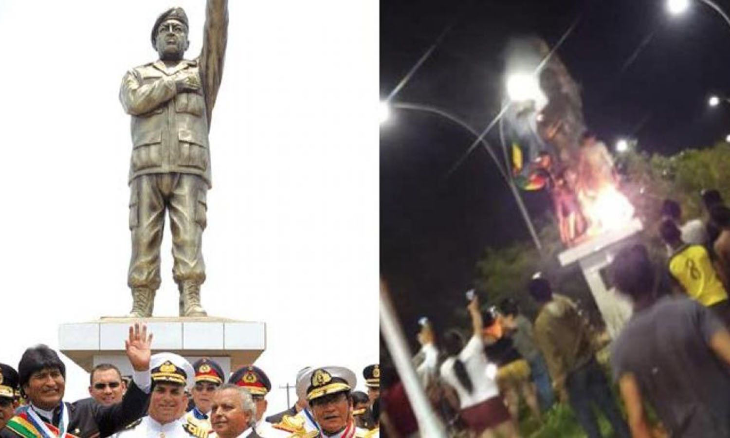 Destruyen estatua de Chávez en Bolivia tras jornada de protestas