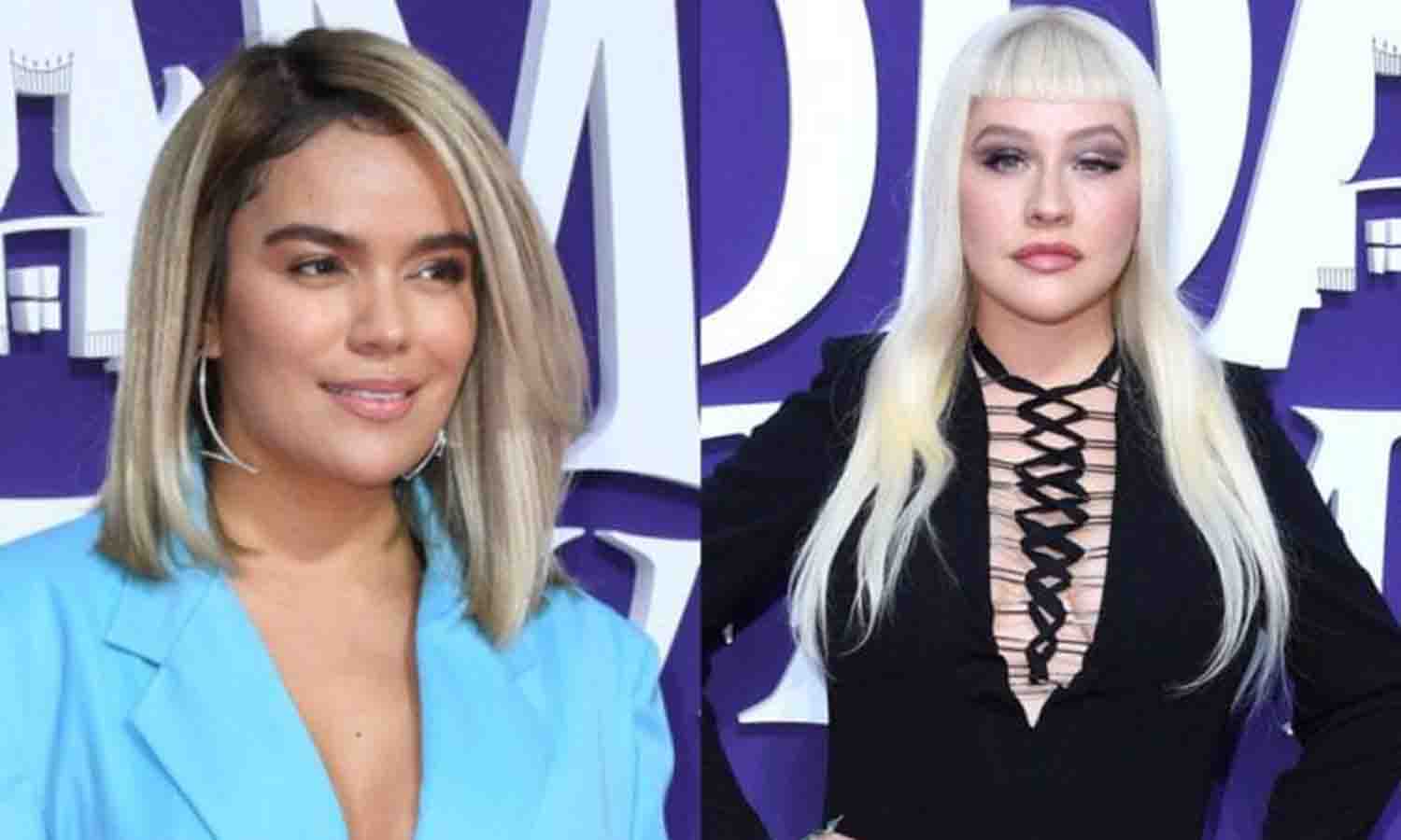 Karol G y Christina Aguilera deslumbran en el estreno de Los Locos Adams