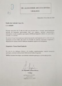 Ingeniero requiere ayuda para urgente cirugía por tumor en riñón