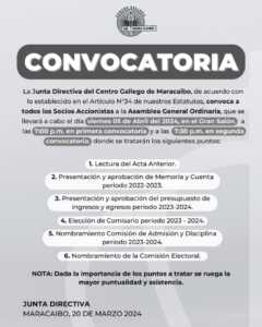 Convocatoria Centro Gallego de Maracaibo