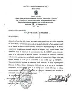 Boleta de notificación Asunto VP31-J-2024-000245