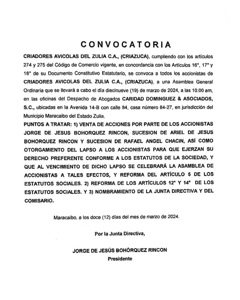 CONVOCATORIA CRIAZUCA 2