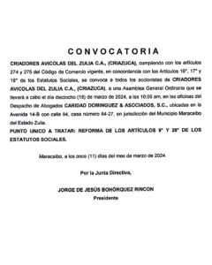 Convocatoria CRIAZUCA