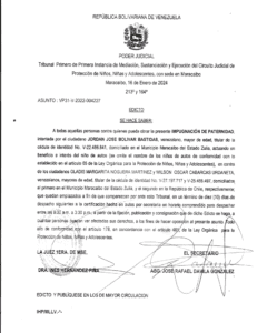 Se hace saber Asunto VP31-V-2022-004227