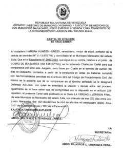 Cartel de Citación Exp.N° 2992-2023
