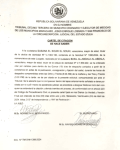 Cartel de Citación SOL. N° TM13-M-1388-2024