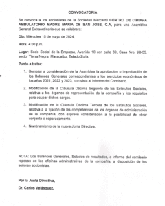 Convocatoria Asamblea Extraordinaria