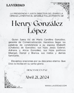 Condolencia Henry González López