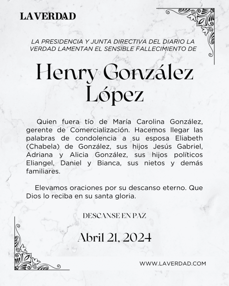 Condolencia Henry González López