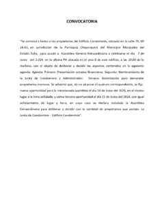 Convocatoria Edificio Condominio Asamblea General Extraordinaria