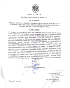 Cartel de citación  Solicitud Nro. 012-2024