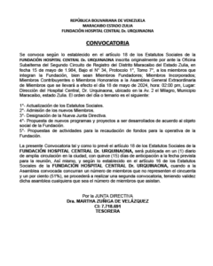 Convocatoria Fundación Hospital Central Dr. Urquinaona