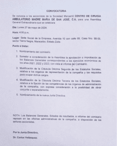Convocatoria de Asamblea General Extraordinaria
