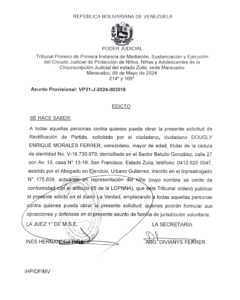 Edicto Asunto Provisional: VP31-J-2024-003018