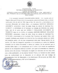 Cartel de citación Exp. 15.424
