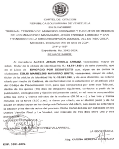 Cartel de Citacion  Exp. 3551-2024