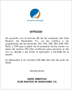 Notificación Club Náutico S.C