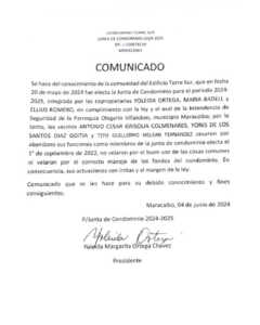 Comunicado Edificio Torre Sur