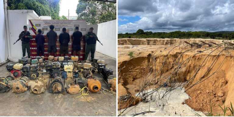 Detienen a 4 personas en campamento de minería ilegal en Bolívar