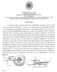 Cartel de citación EXP. 59.456