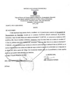 Edicto Asunto VP31-V-2024-003912