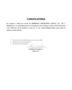Convocatoria Biomédica Laboratorio clinico C.A