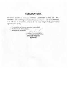 Convocatoria Biomedica Laboratorio Clinico, C,A
