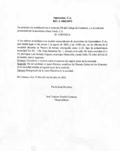 Convocatoria Inproalmar, C.A