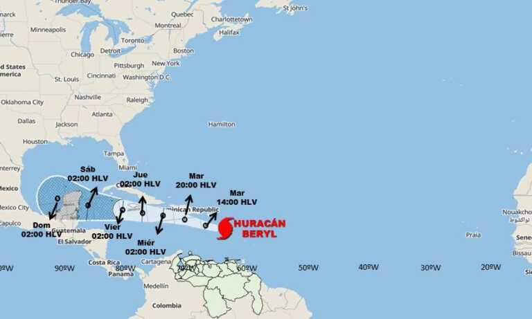 Huracán Beryl sube a categoría 5 y se ubica al norte de La Guaira