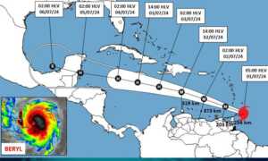 Huracán Beryl pasará este lunes por el mar Caribe