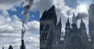Controlan incendio en la aguja de la catedral de la ciudad francesa de Ruán
