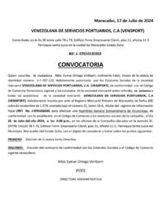 Convocatoria Venezolana de Servicios Portuarios (Vensport)