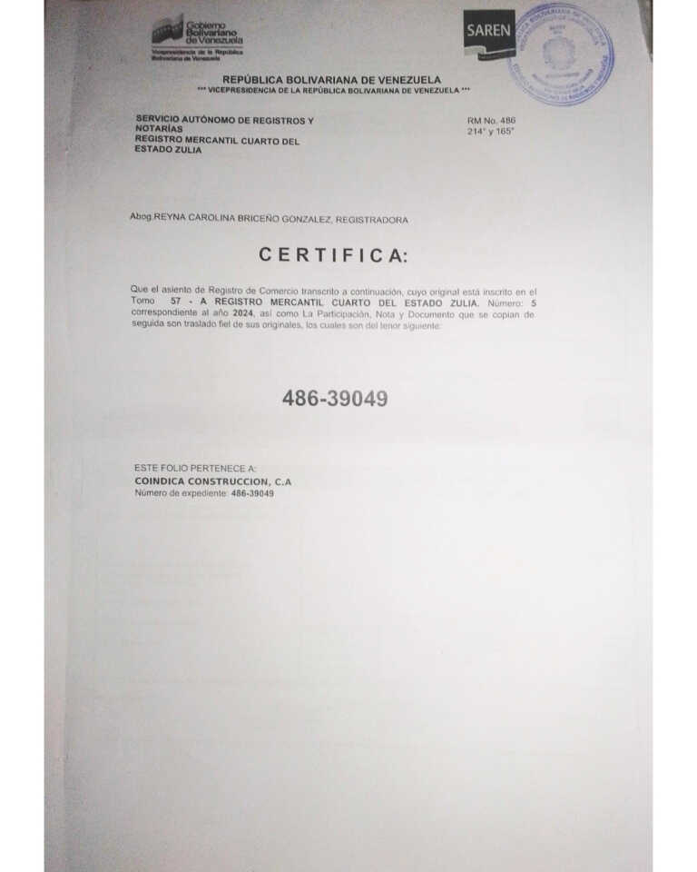Acta de disolución COINDICA Construcción ,C.A RM 486-39049