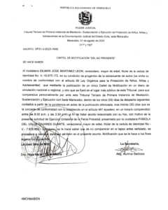 Cartel de notificación “Del No Presente” Asunto VP31-J-2023-1645