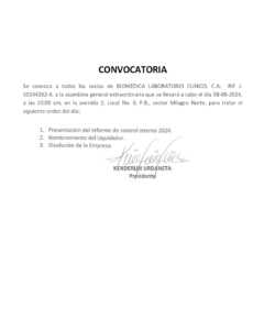 Convocatoria Biomedica Laboratorio Clínico, C.A