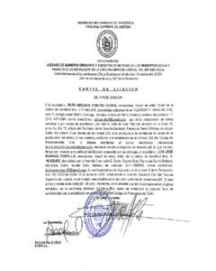 Cartel de citación  Solicitud de divorcio Solicitud No. S-106-24