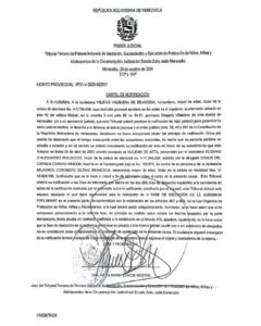 Cartel de Notificación Asunto provisional VP31-V-2023-002397 Yslenis Valbuena De Bevacqua