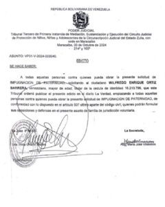 Edicto Asunto VP31-V-2024-003540
