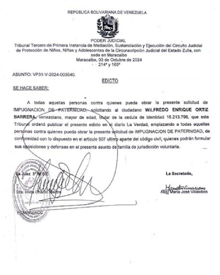 Edicto Asunto VP31-V-2024-003540