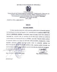 Edicto: Asunto VP31-J-2024-006174