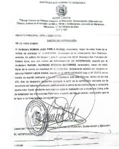 Cartel de notificación Asunto principal VP31-J-2022-03503