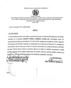 Edicto Asunto Provisional: VP31-J-2024-005867