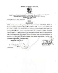 Edicto Asunto Provisional: VP31-J-2024-006410