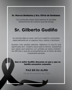 Nota de Condolencia Sr. Gilberto Gudiño Herrera