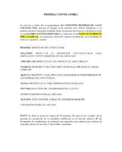 Primera Convocatoria Conjunto Residencial Lago Country Sur