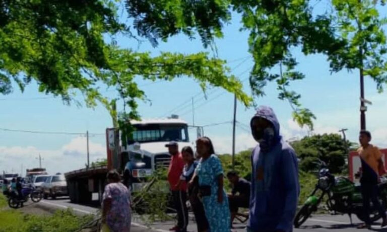 Vecinos bloquean la Troncal del Caribe para exigir solución a un transformador dañado